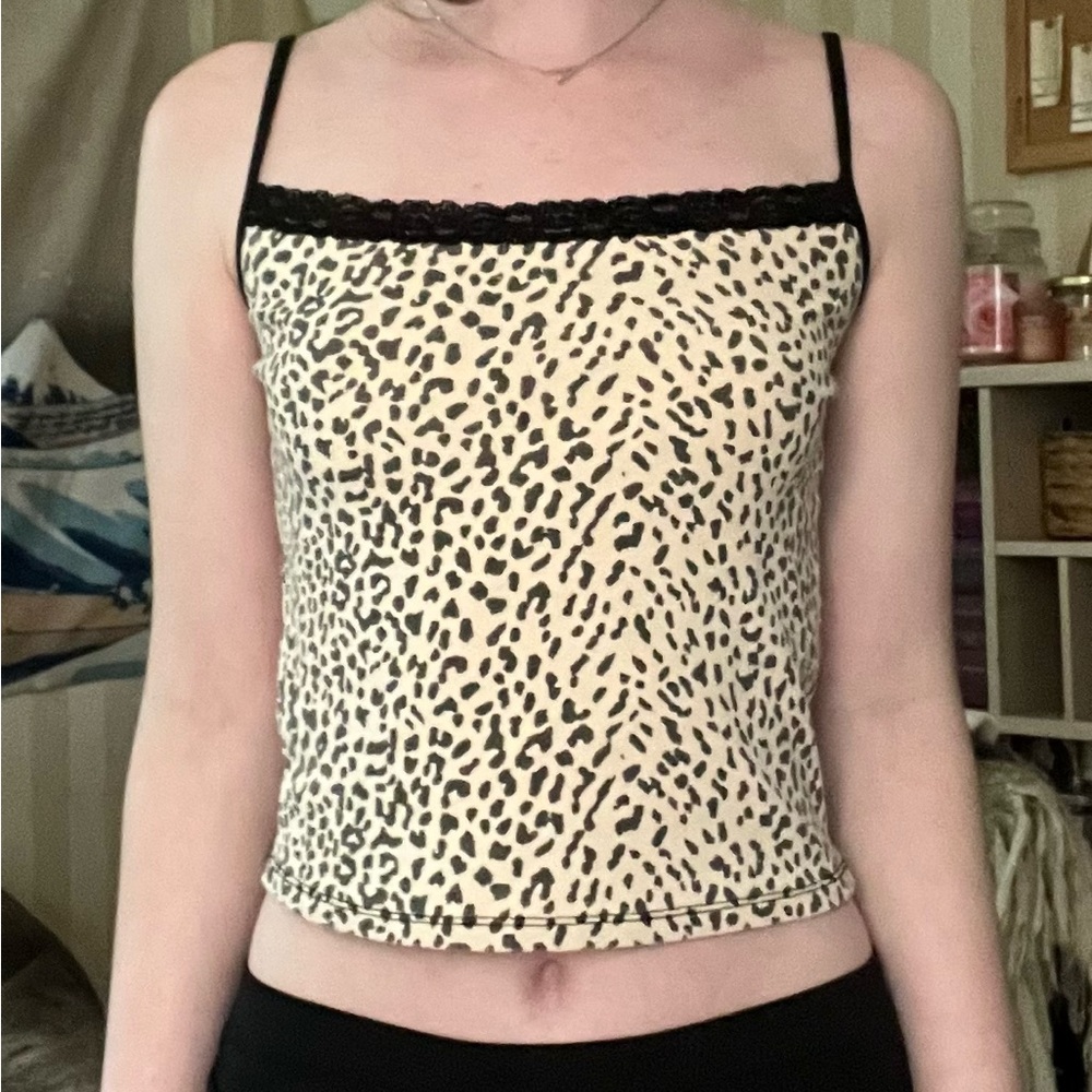 SHEIN cheetah print lace tank top
